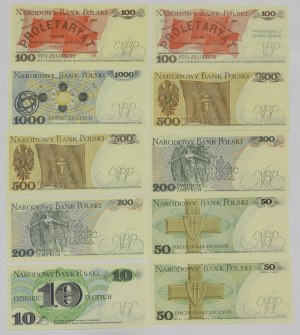 People's Republic of Poland, Set of 10-1,000 Gold 1982-88