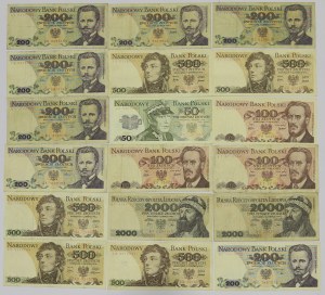 People's Republic of Poland, Set of 50-2,000 Gold 1974-88 - including VERY RARE ones