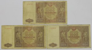 PRL, 1,000 zloty 1946 - set of 3 copies.