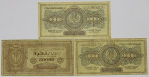 II RP, 10,000-50,000 zloty 1922 - set of 3 copies.