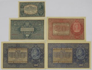 II RP, 1/2-100 marks 1919 - set of 5 copies.