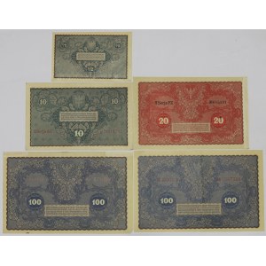 II RP, 1/2-100 marek 1919 - zestaw 5 egz.