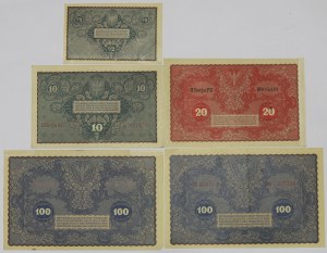 II RP, 1/2-100 marks 1919 - set of 5 copies.