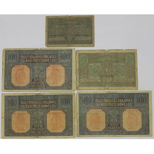 Królestwo Polskie, Zestaw 5-100 marek 1916