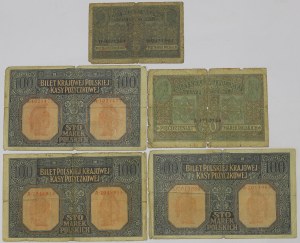 Kingdom of Poland, Set of 5-100 marks 1916