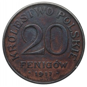 Królestwo Polskie, 20 fenigów 1917 - destrukt
