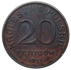 Kingdom of Poland, 20 fenig 1917 - destrukt