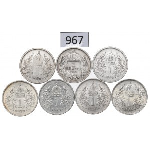 Austria and Hungary, Lot of 1 corona 1893-1916