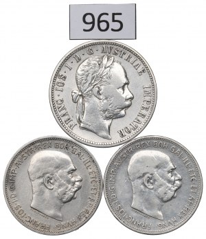 Austria, Lot 2 crowns 1913 and 1 florin 1878