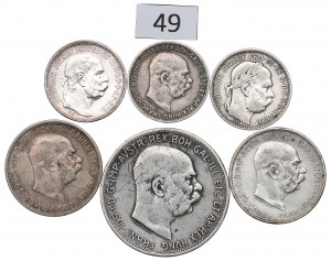 Austria and Hungary, Lot 1-5 crowns 1895-1915