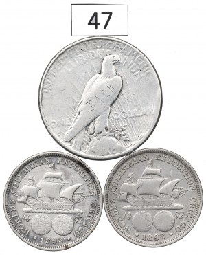 USA, 1/2 Dollar Set 1893 and Peace Dollar 1923