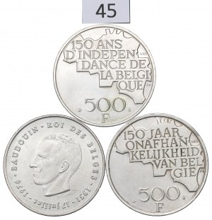 Belgium, lot 250 and 500 francs 1986-80