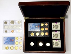 Coin set in a case