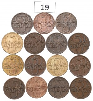 Second Republic, Set of 5 pennies 1923-39