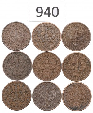 Second Republic, Set of 1 penny 1927-37 - including 1930s