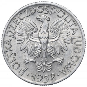 PRL, 5 zloty 1958 Fisherman - narrow eight
