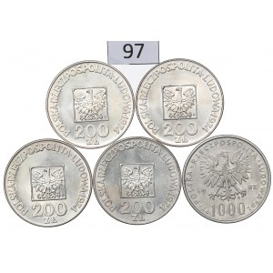 PRL, Zestaw 200 złotych 1974 Mapka + 1.000 złotych 1982 Jan Paweł II