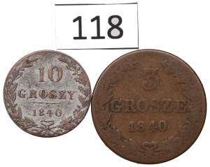 Russian annexation, Nicholas I, Set of 3-10 pennies 1840