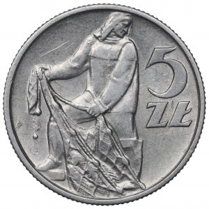 PRL, 5 zloty 1958 Fisherman - narrow eight