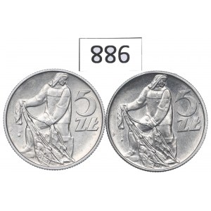 République populaire de Pologne, set de 5 pêcheurs plaqués or 1973-74