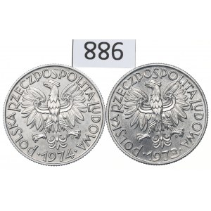 République populaire de Pologne, set de 5 pêcheurs plaqués or 1973-74