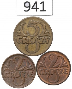 Second Republic, Set of 2-5 pennies 1923-39