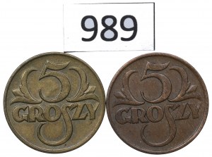 Second Republic, Set of 5 pennies 1923-28