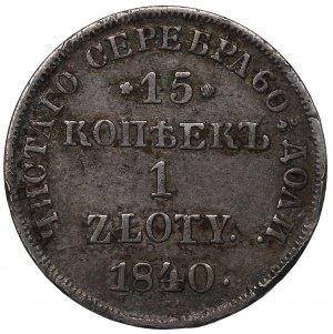 Poland under Russia, Nicholas I, 15 kopecks=1 zloty 1840