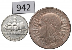 II RP, Set of 2 zloty 1935 and 10 zloty 1932