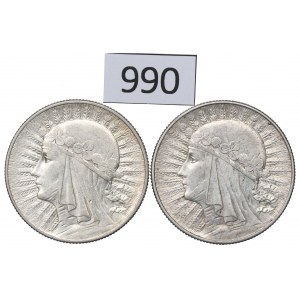 II RP, Satz von 5 Gold 1933-34 Kopf einer Frau