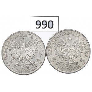 II RP, Satz von 5 Gold 1933-34 Kopf einer Frau