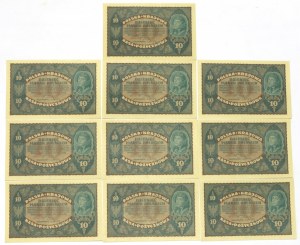 II RP, 10 marks 1919 - part of two bank parcels of 10 copies.