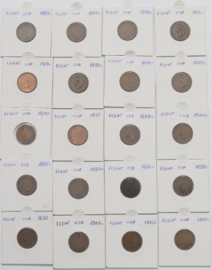 USA, Lot 1 cent 1874-1907