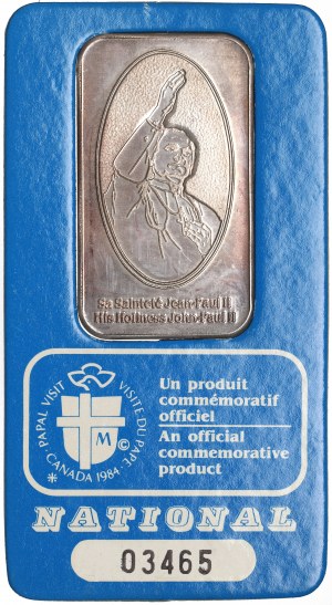 France, Silver ounce bar - John Paul II