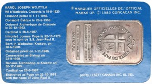 France, Silver ounce bar - John Paul II