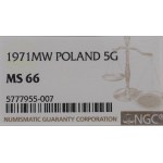 PRL, 5 groszy 1971 - NGC MS66