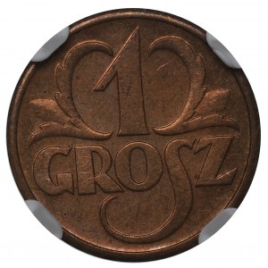 II Republic of Poland, 1 groschen 1938 - NGC MS65 RD