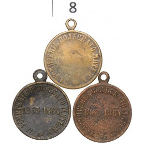 Russia, Alexander II, Medal for January Uprising 1863-64 - lot 3 pcs