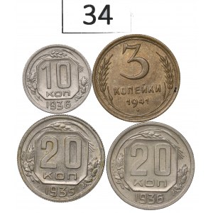 Soviet Union, lot 3-20 kopecks 1935-41
