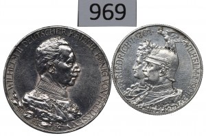 Niemcy, Prusy, Zestaw 2 marki 1901 i 3 marki 1913