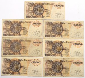 People's Republic of Poland, 20,000 zloty 1989 - set of 7 copies.