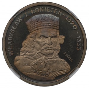 PRL, 200 złotych 1986 Władysław I Łokietek - Próba CuNi NGC PF67 Cameo