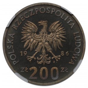 PRL, 200 złotych 1986 Władysław I Łokietek - Próba CuNi NGC PF67 Cameo