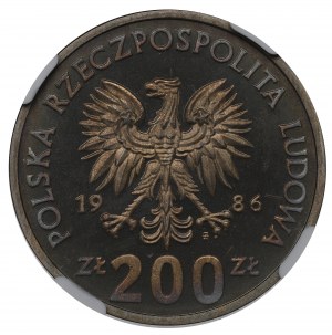 People's Republic of Poland, 200 gold 1986 Wladyslaw I the Elbow-high - CuNi sample NGC PF67 Cameo