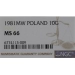 PRL, 10 groszy 1981 - NGC MS66