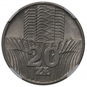 PRL, 20 złotych 1973 Wieżowiec i kłosy - destrukt NGC MS64