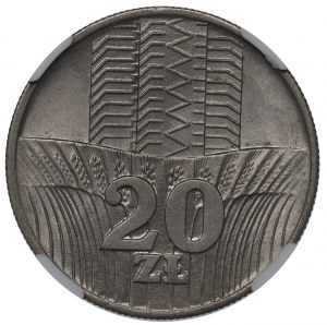 People's Republic of Poland, 20 gold 1973 Skyscraper and ears - destruct NGC MS64