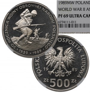 PRL, 500 zloty 1989 Defense War - NGC PF69 Ultra Cameo