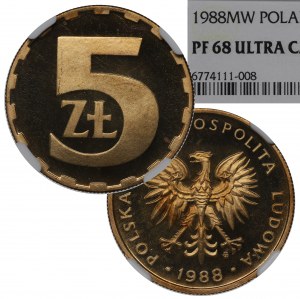 PRL, 5 zloty 1988 - NGC PF68 Ultra Cameo