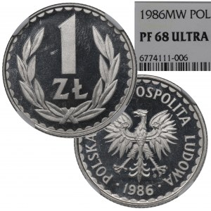 PRL, 1 złoty 1986 - NGC PF68 Ultra Cameo